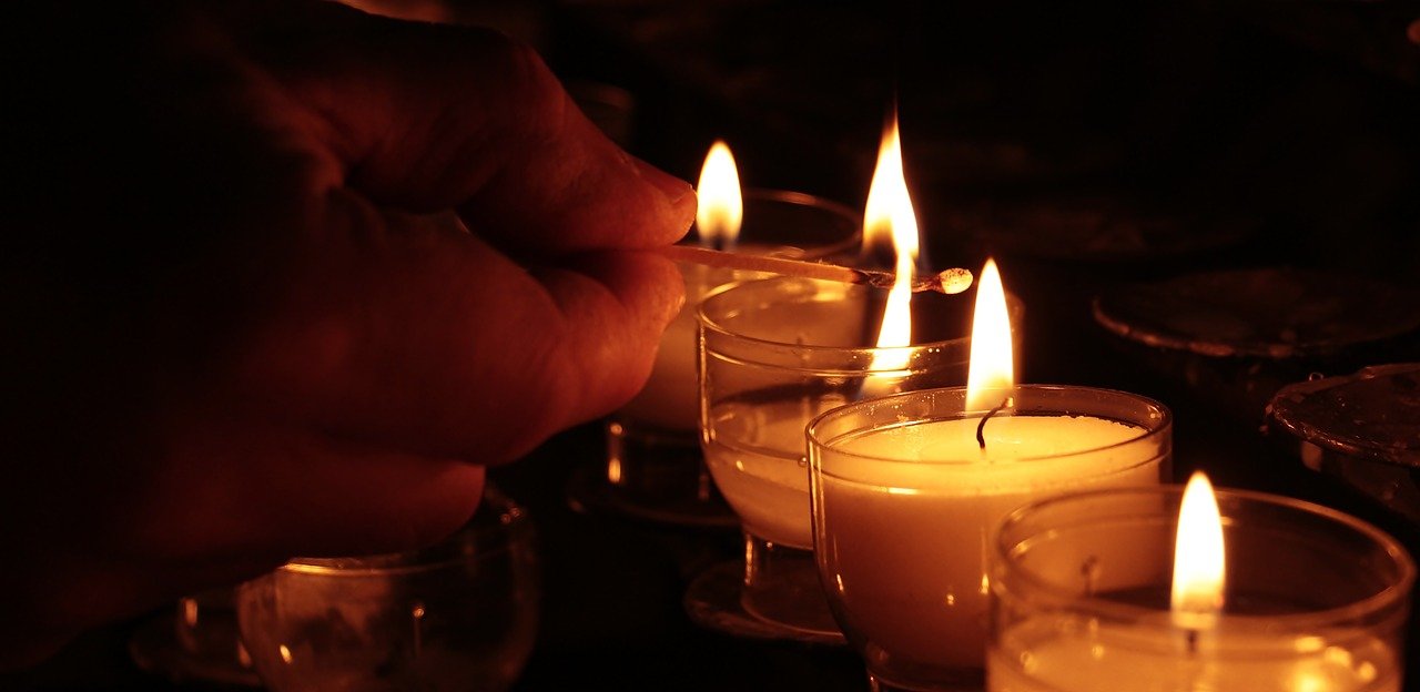 tea lights, hand, church